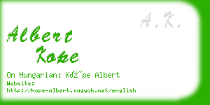 albert kope business card